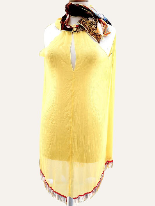Boho Chiffon Fringe Midi Dress