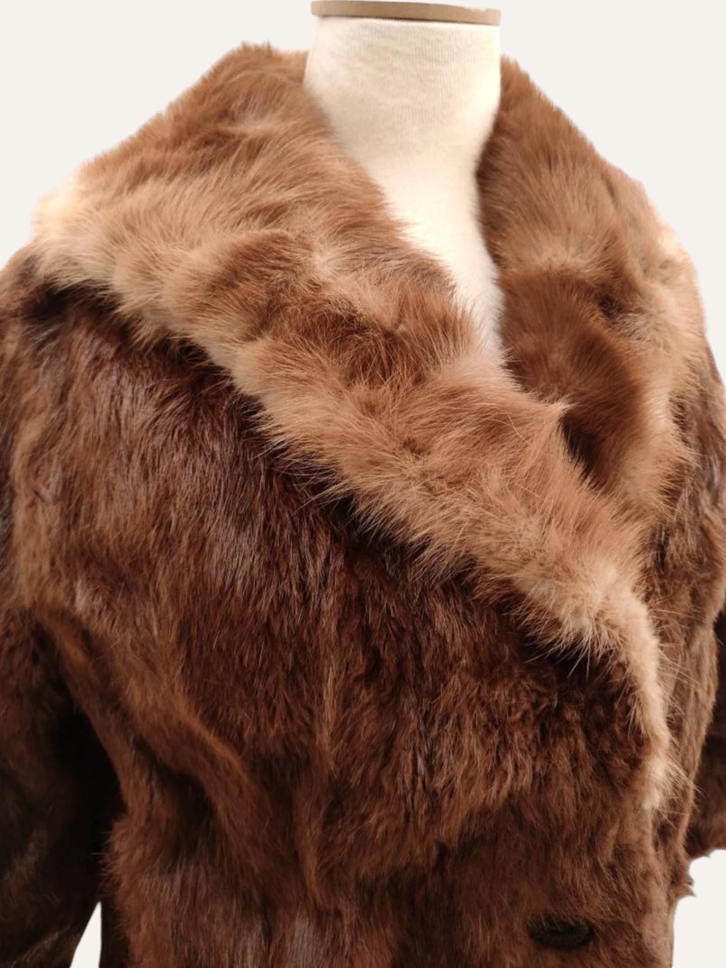 Artisan Real Fur Swing Coat in Cognac