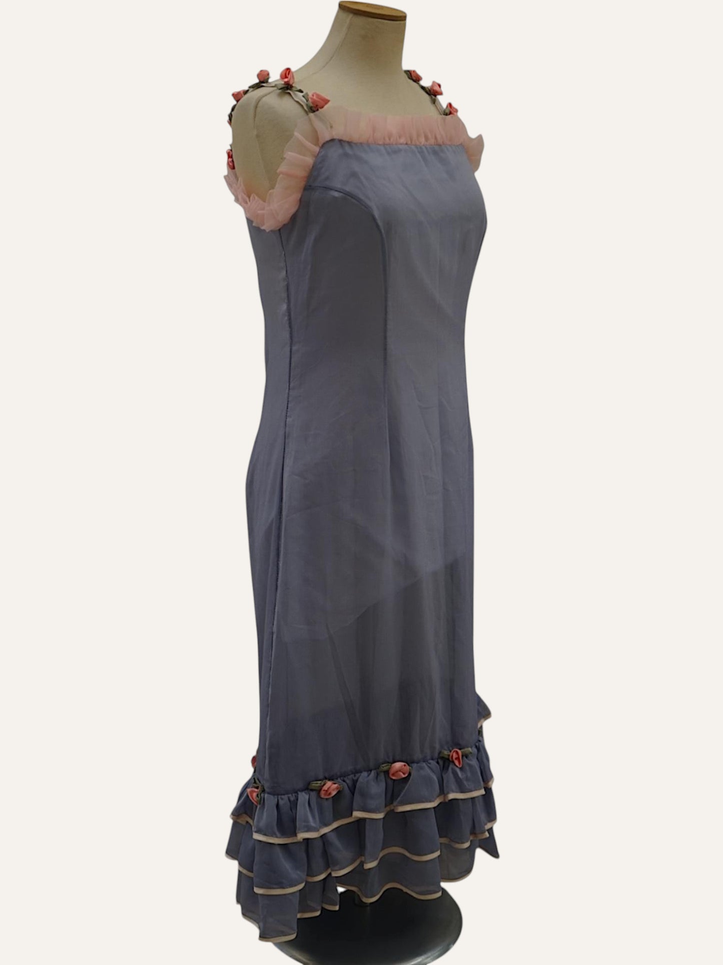 Bespoke Rosebud Strap Organza-Trim Dress