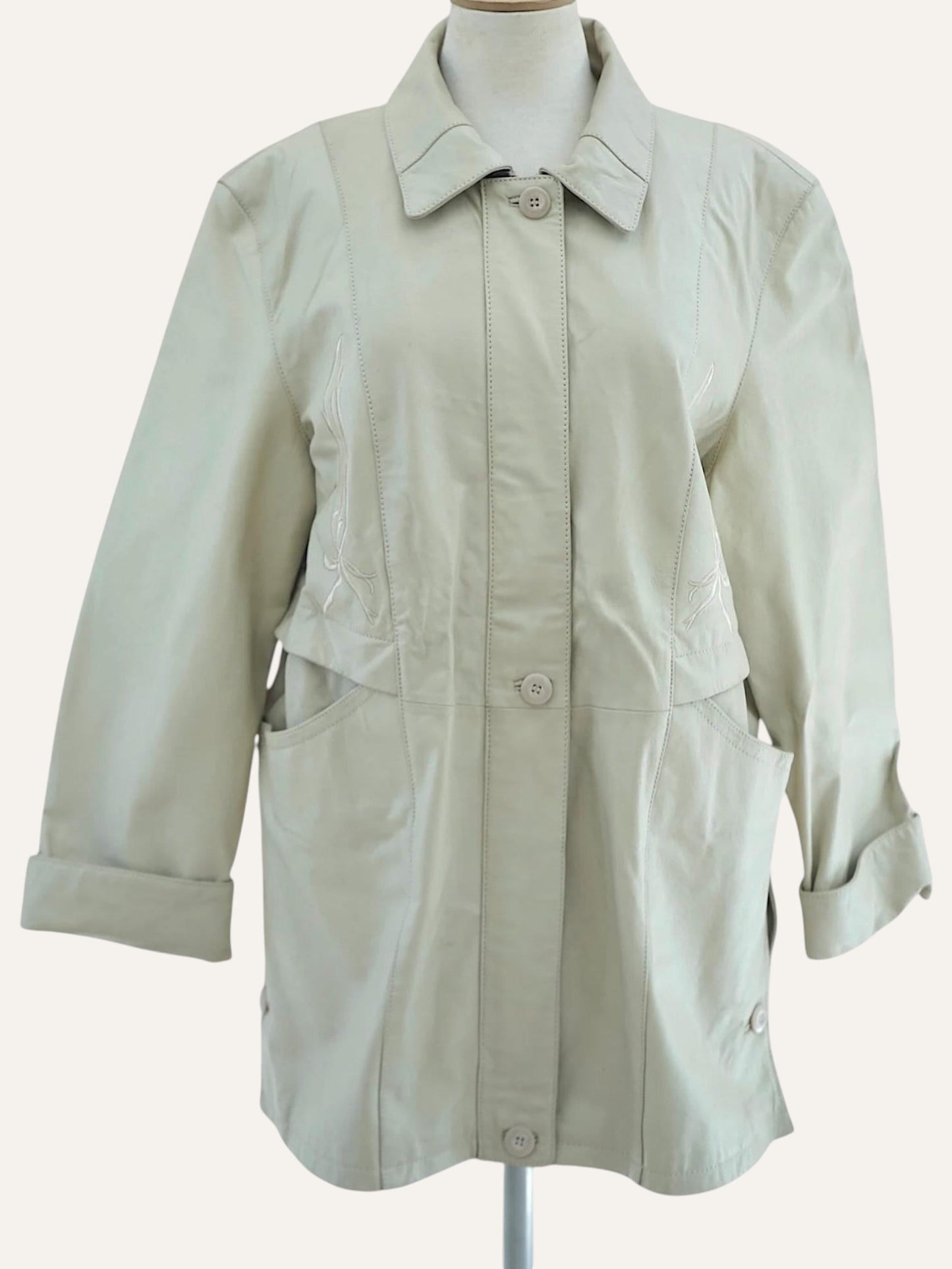 Pig Nappa Leather Jacket Tonal Embroidery