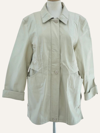 Pig Nappa Leather Jacket Tonal Embroidery