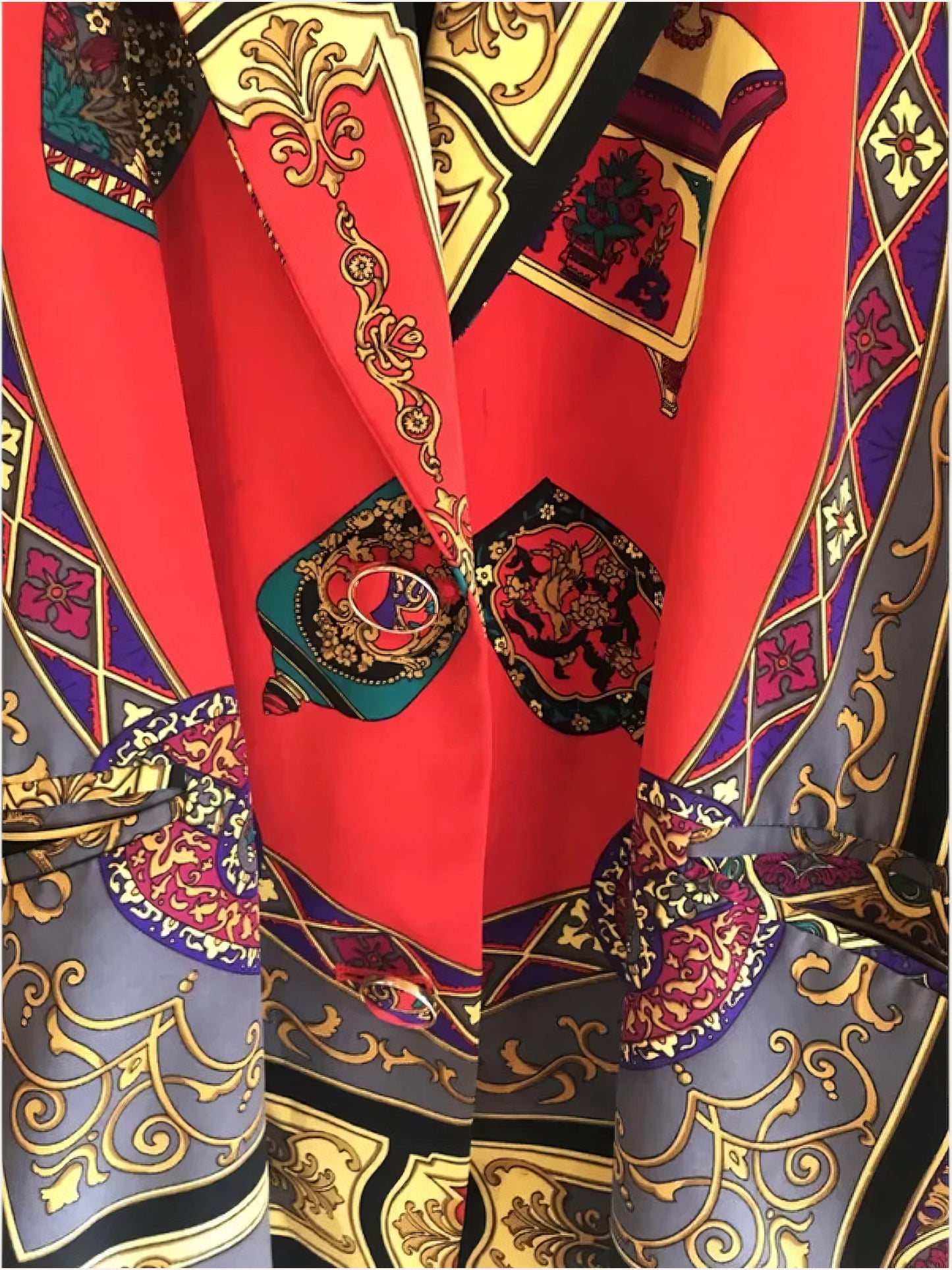 Baroque Orientalist Print Satin Blouse
