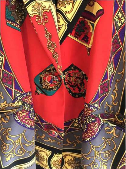 Baroque Orientalist Print Satin Blouse