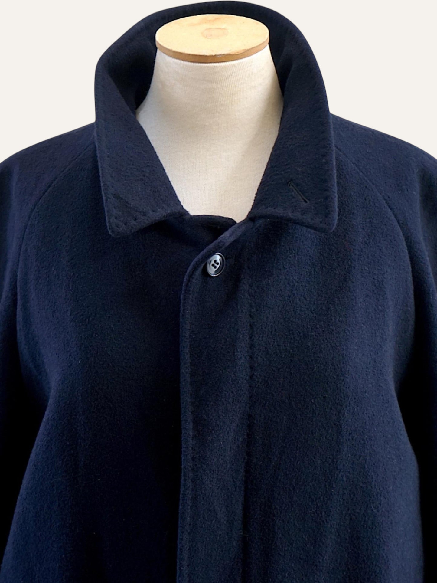 Belted blue wool coat, single-breasted