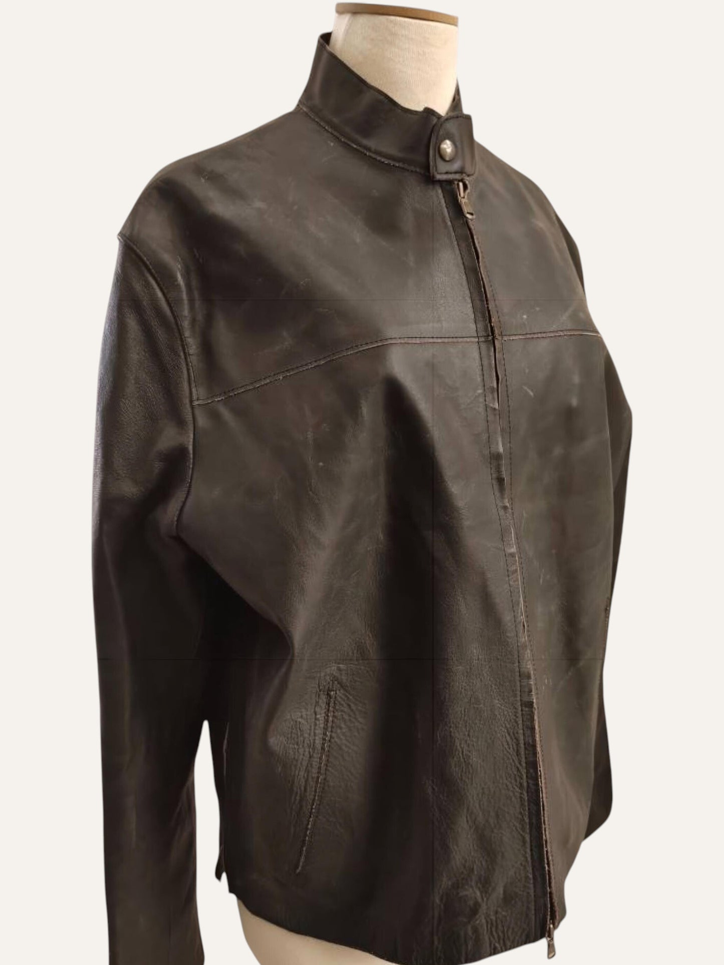 Raw Leather Biker Jacket