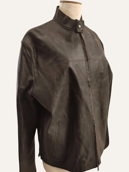 Raw Leather Biker Jacket