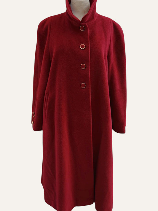 Crimson Mohair & Wool Princess Coat
