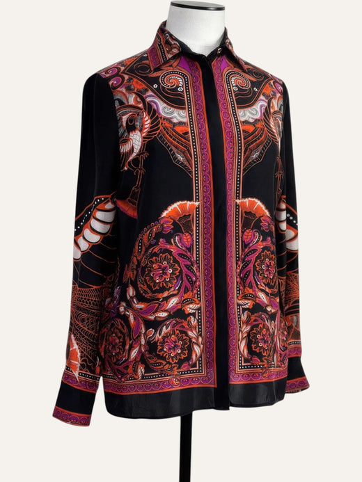Gianni Versace Silk Baroque Bird Shirt