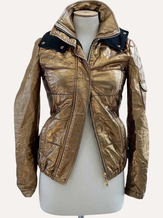 Giorgio Brato Gold Leather Bomber