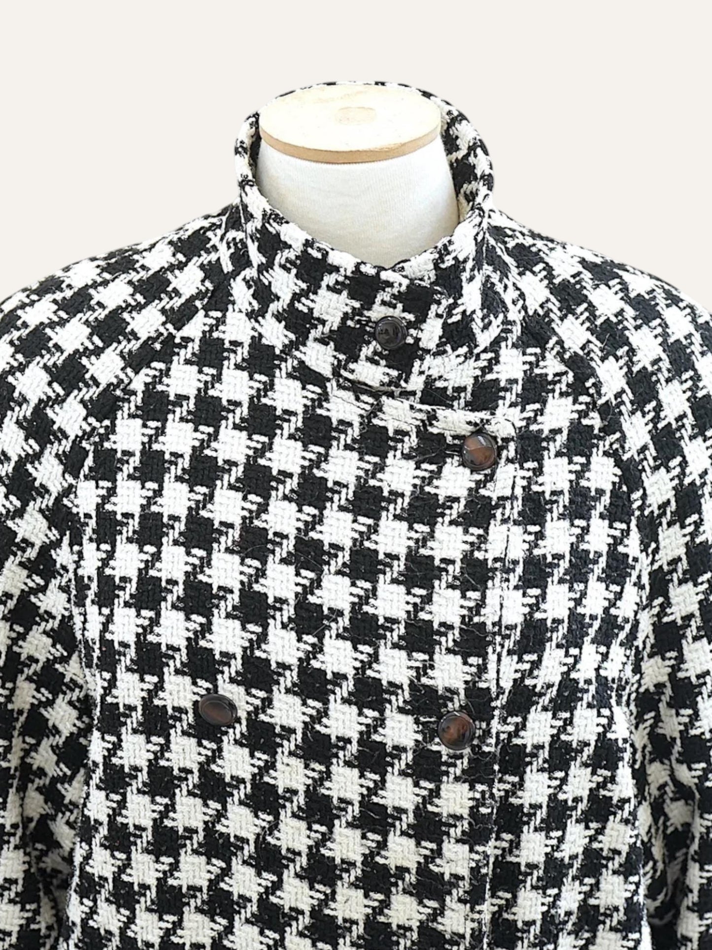 Oversized Houndstooth Bouclé Coat