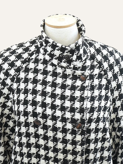 Oversized Houndstooth Bouclé Coat