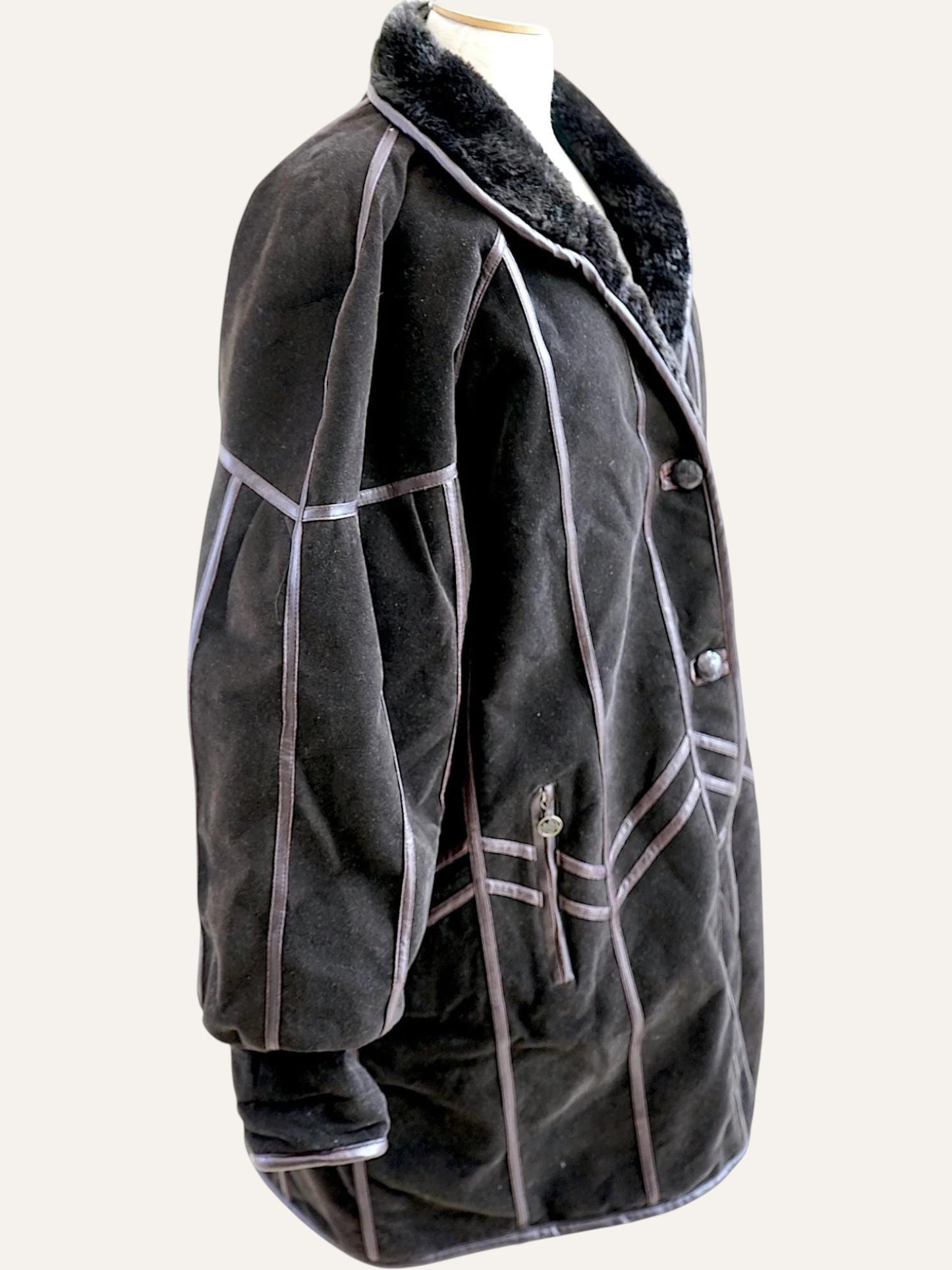 Velvet Faux Shearling Coat
