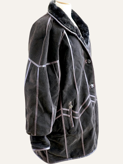 Velvet Faux Shearling Coat