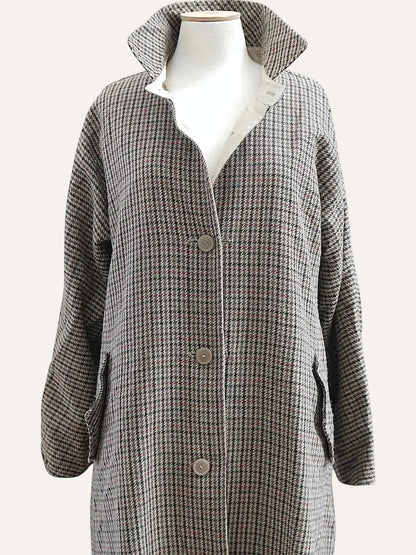 Double-Face Houndstooth Trench Coat