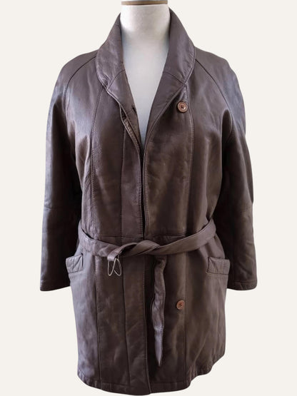 Y2K Wrap Leather Coat