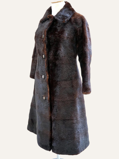 Monogrammed Real Fur Princess Coat in Espresso