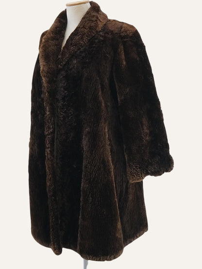 Nino Zollo Sheared Fur Maxi Coat in Dark Chocolate