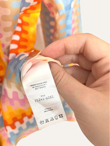 Pure Silk Mosaic Stripe Shirt in Soleil