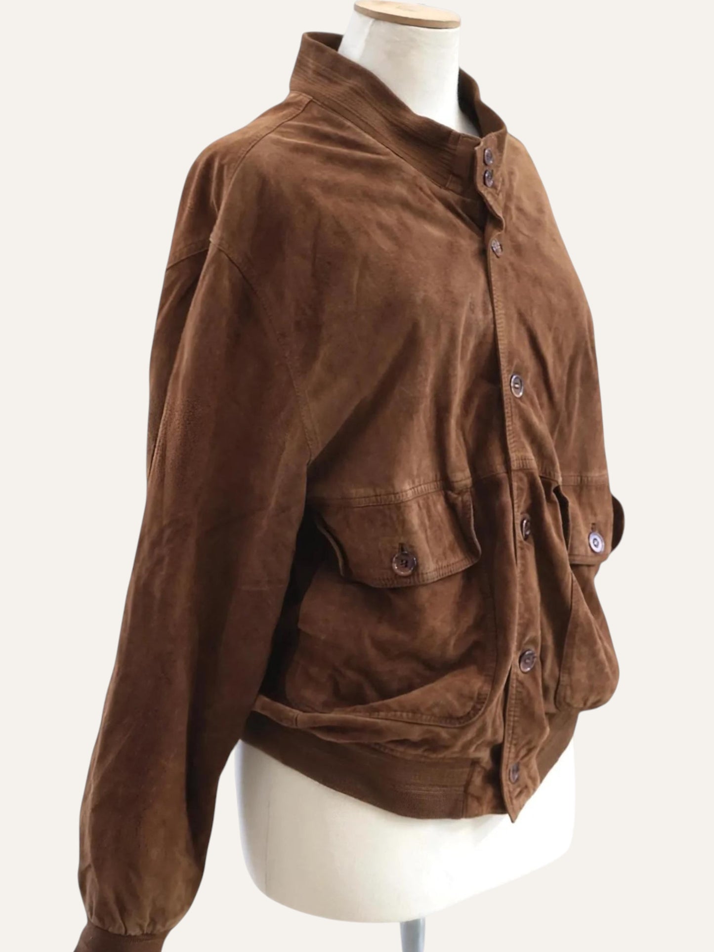 Suede Leather Field Bomber in Tobacco