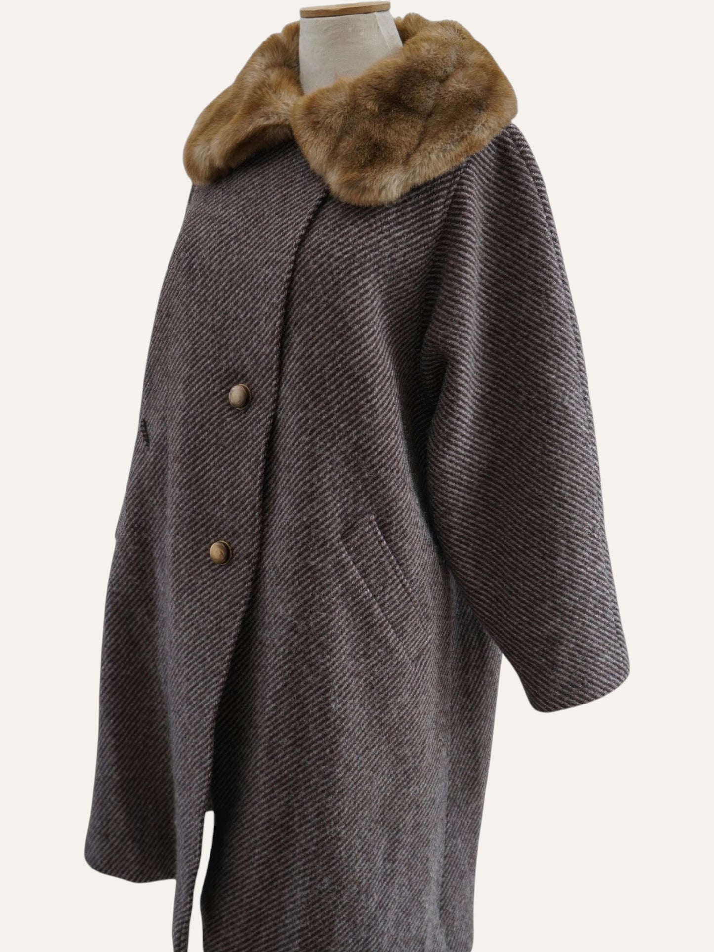 Marzotto Pure Wool Coat with Fur Collar