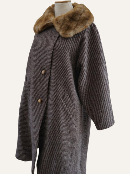 Marzotto Pure Wool Coat with Fur Collar