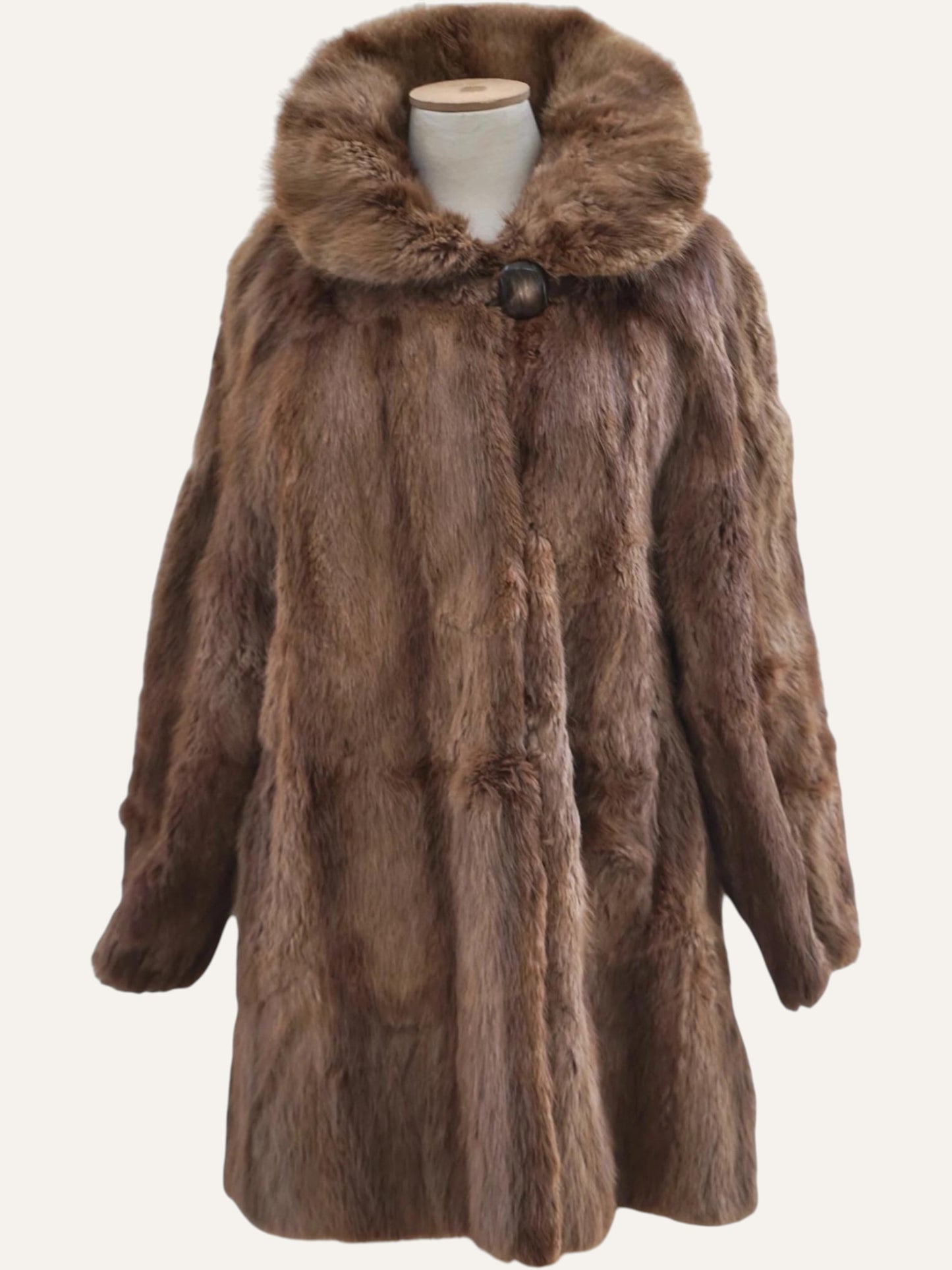 Real Fur Overcoat with Shaggy Collar