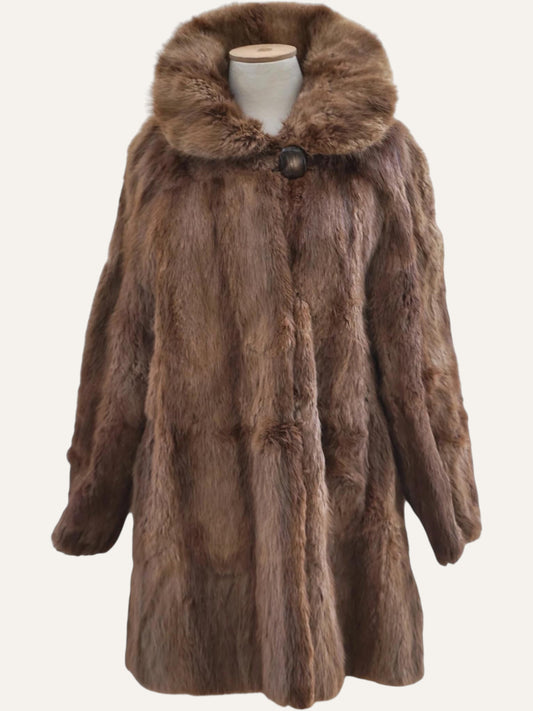 Real Fur Overcoat with Shaggy Collar
