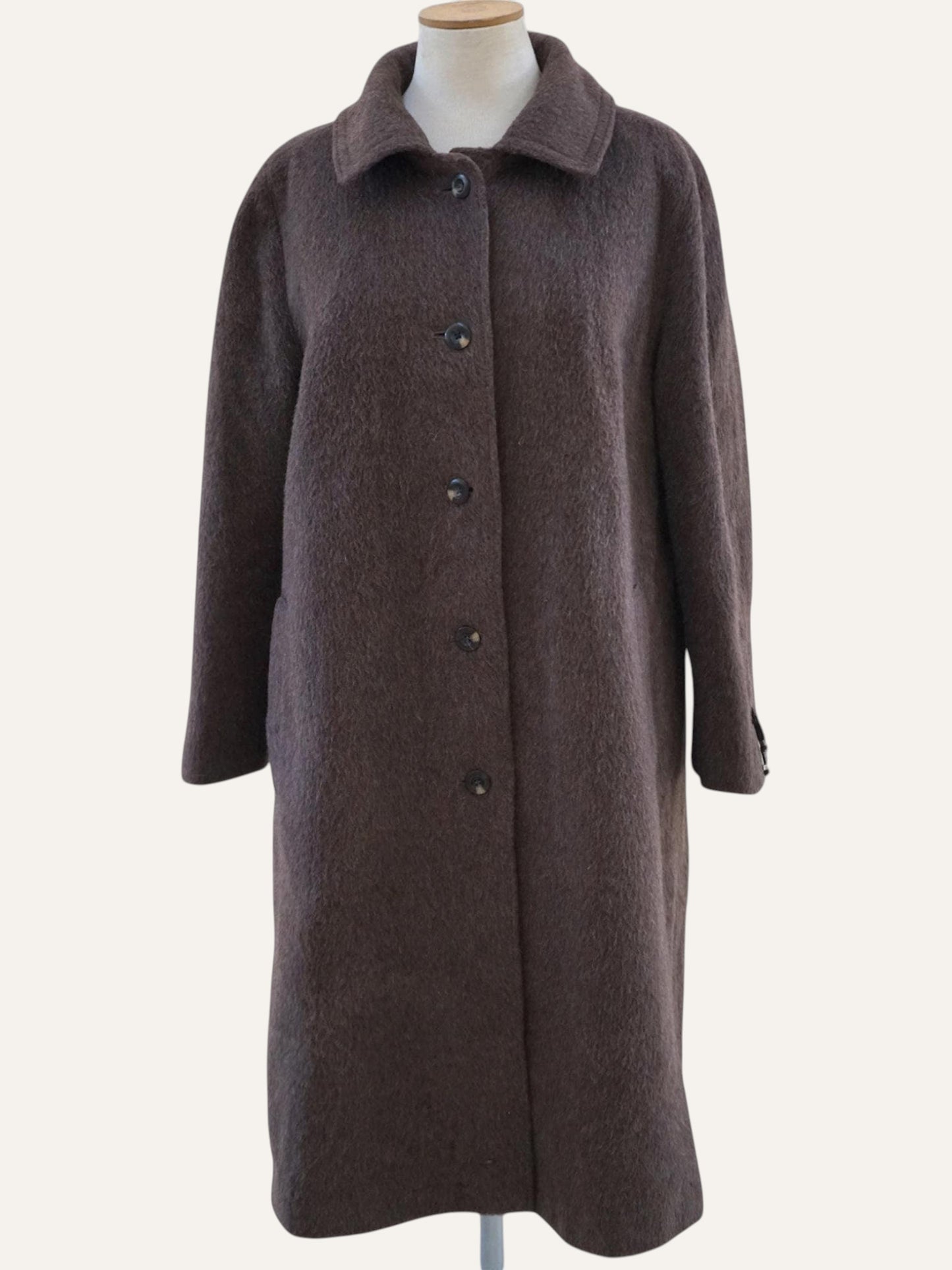 Llama Single-Breasted Maxi Coat in Mocha