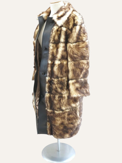 Artisan Patchwork Fur Placket Coat