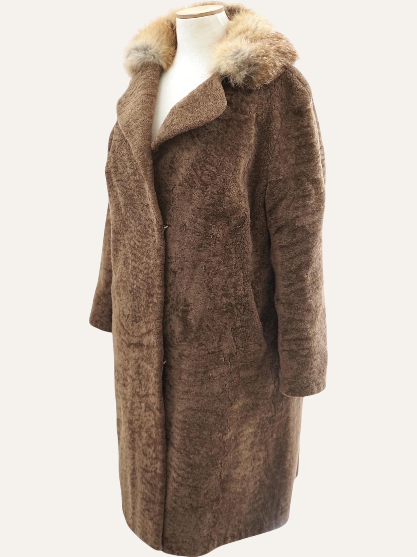Swakara Fur Coat with Contrast Collar