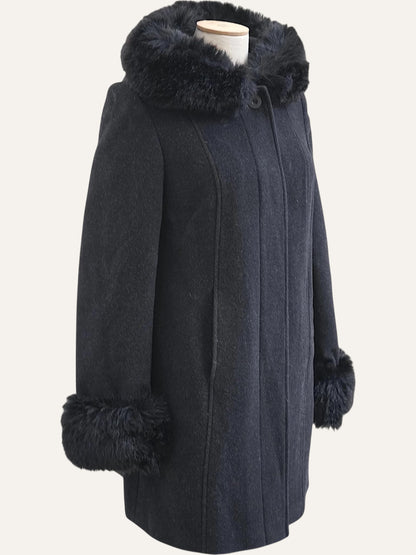 Cashmere Wool Coat Hood & Cuff Trim
