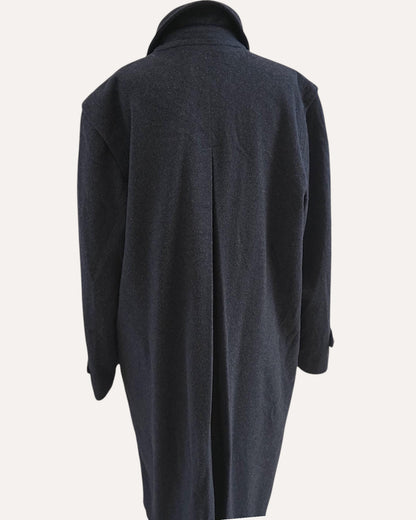 Luciano Benetti Wool Overcoat with Cognac Leather Buttons