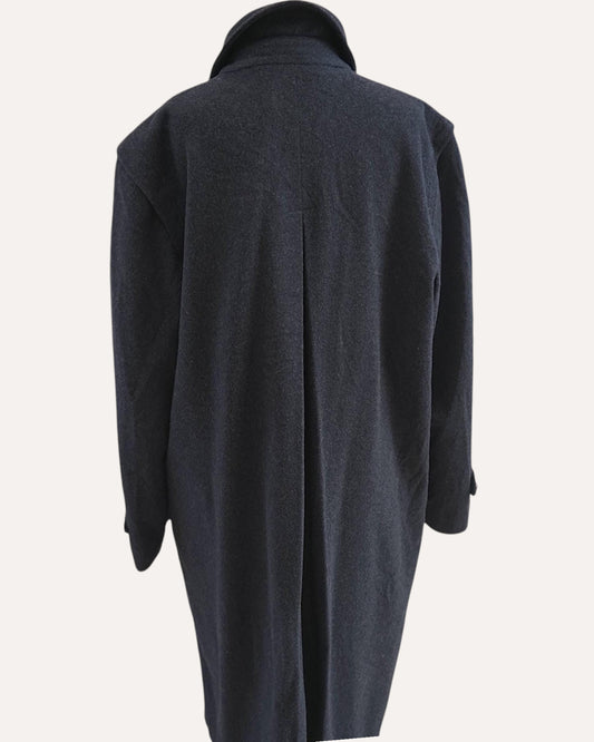 Luciano Benetti Wool Overcoat with Cognac Leather Buttons