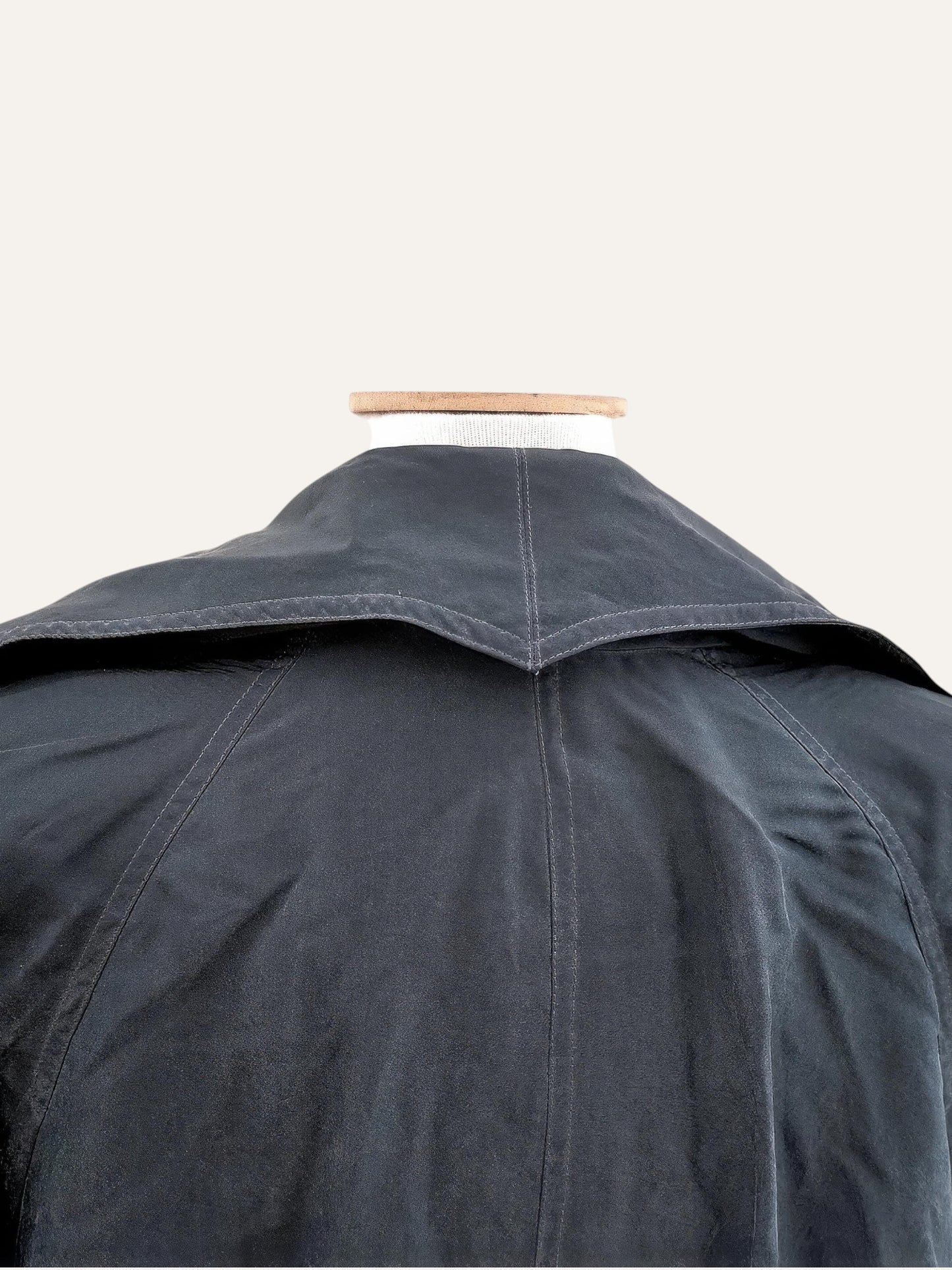 Pure Silk Draped Collar Trench Coat