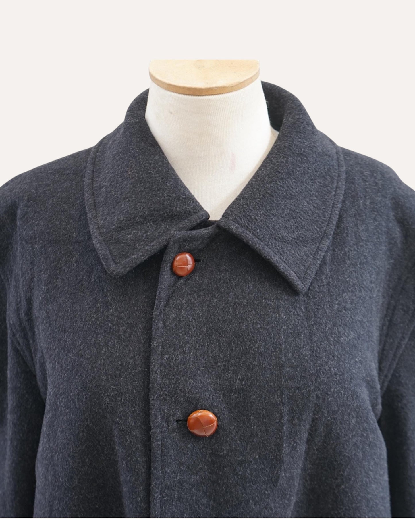 Luciano Benetti Wool Overcoat with Cognac Leather Buttons