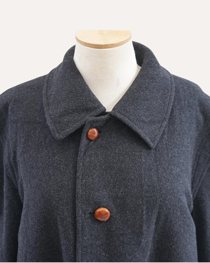 Luciano Benetti Wool Overcoat with Cognac Leather Buttons