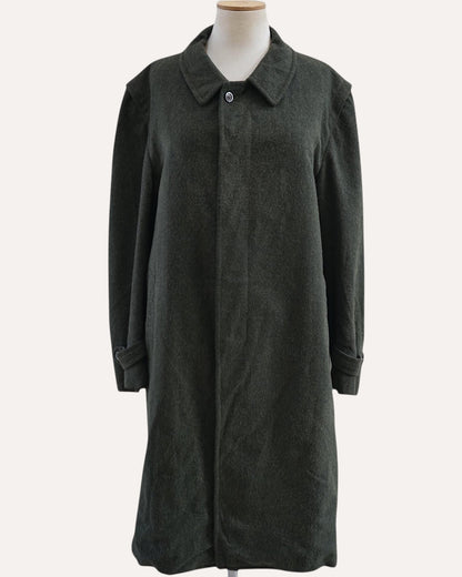 Wool Balmacaan Coat in Forest Green
