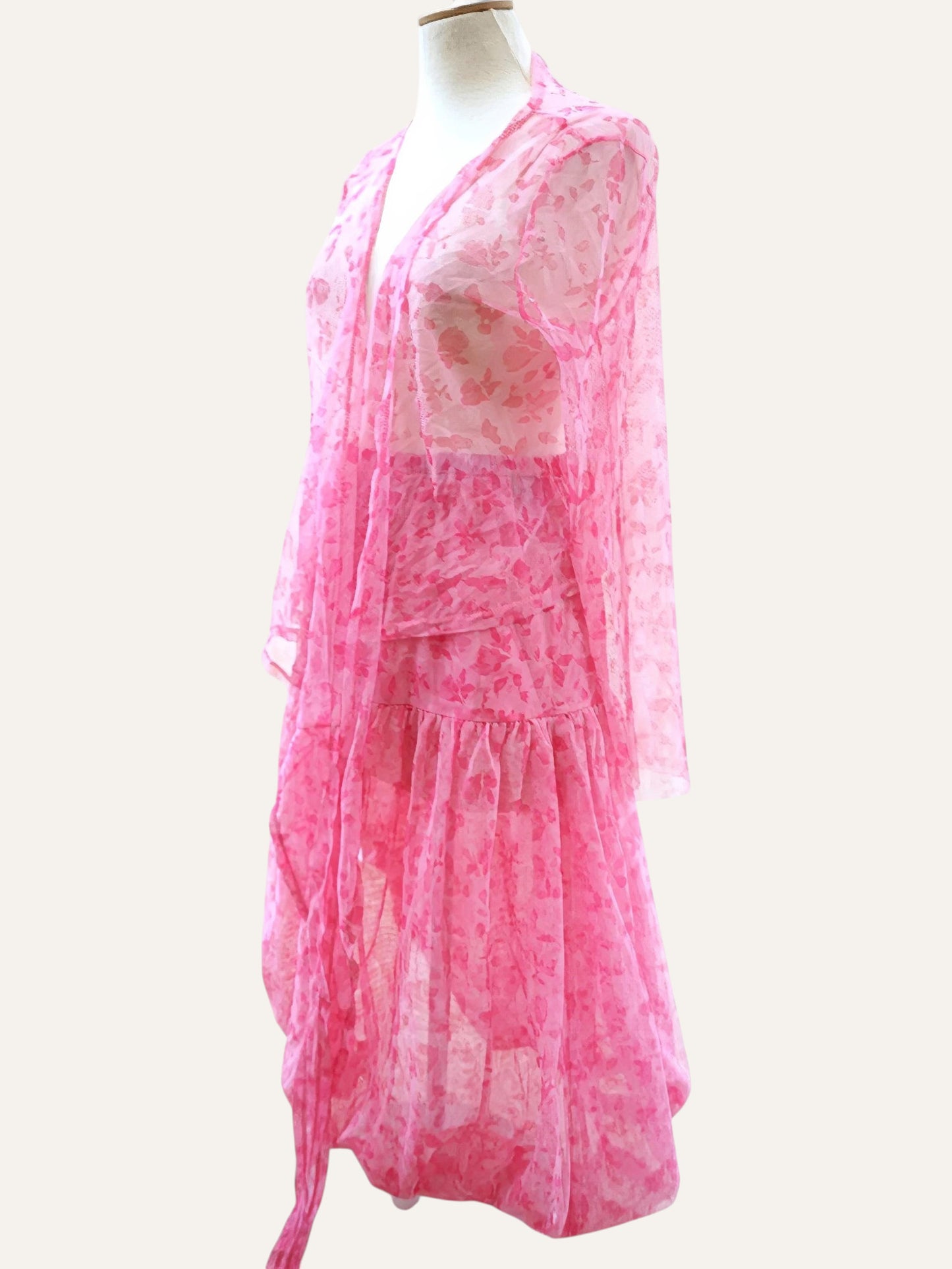 Sheer Wrap Top & Balloon Skirt in Rose