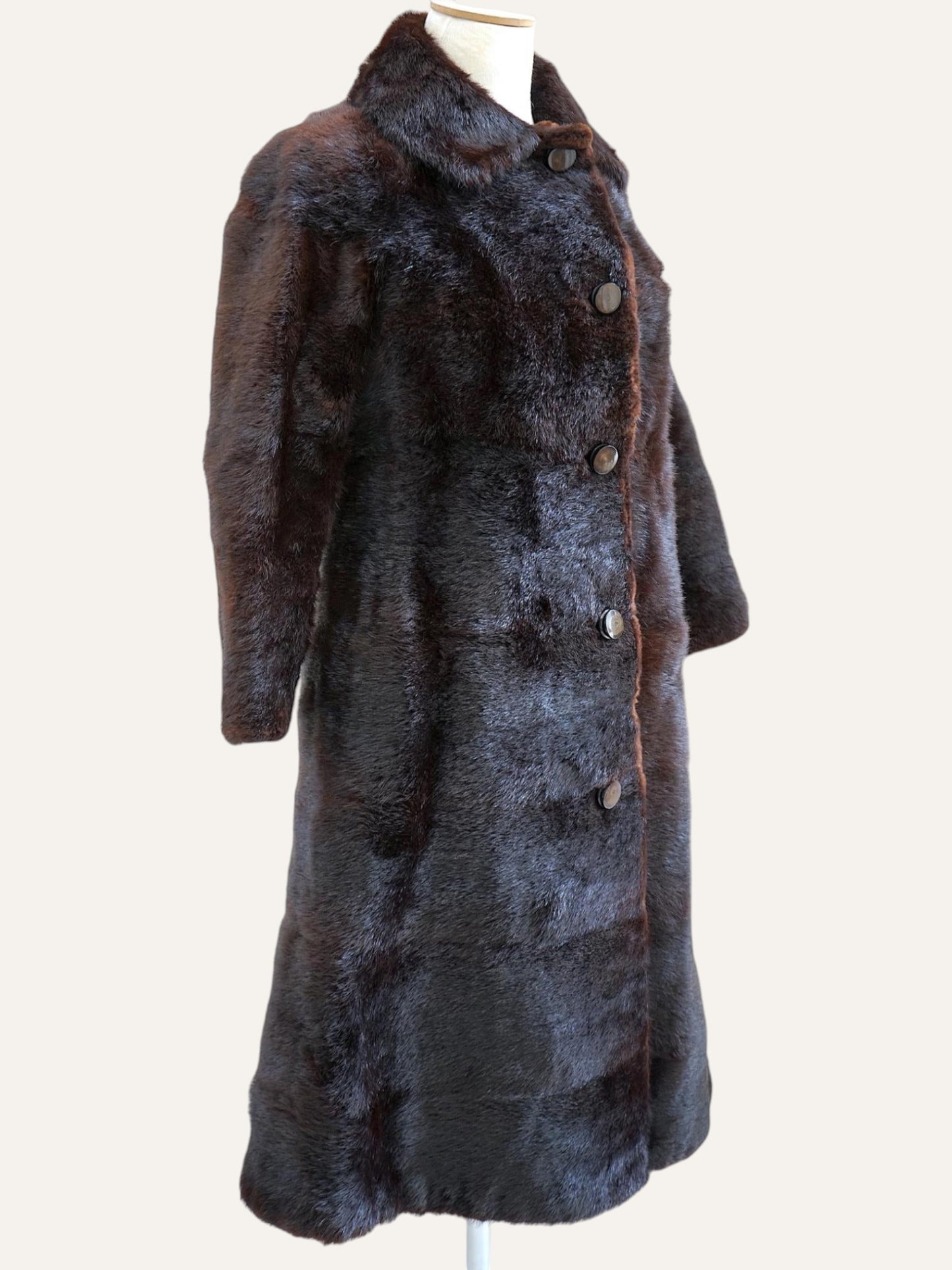 Monogrammed Real Fur Princess Coat in Espresso