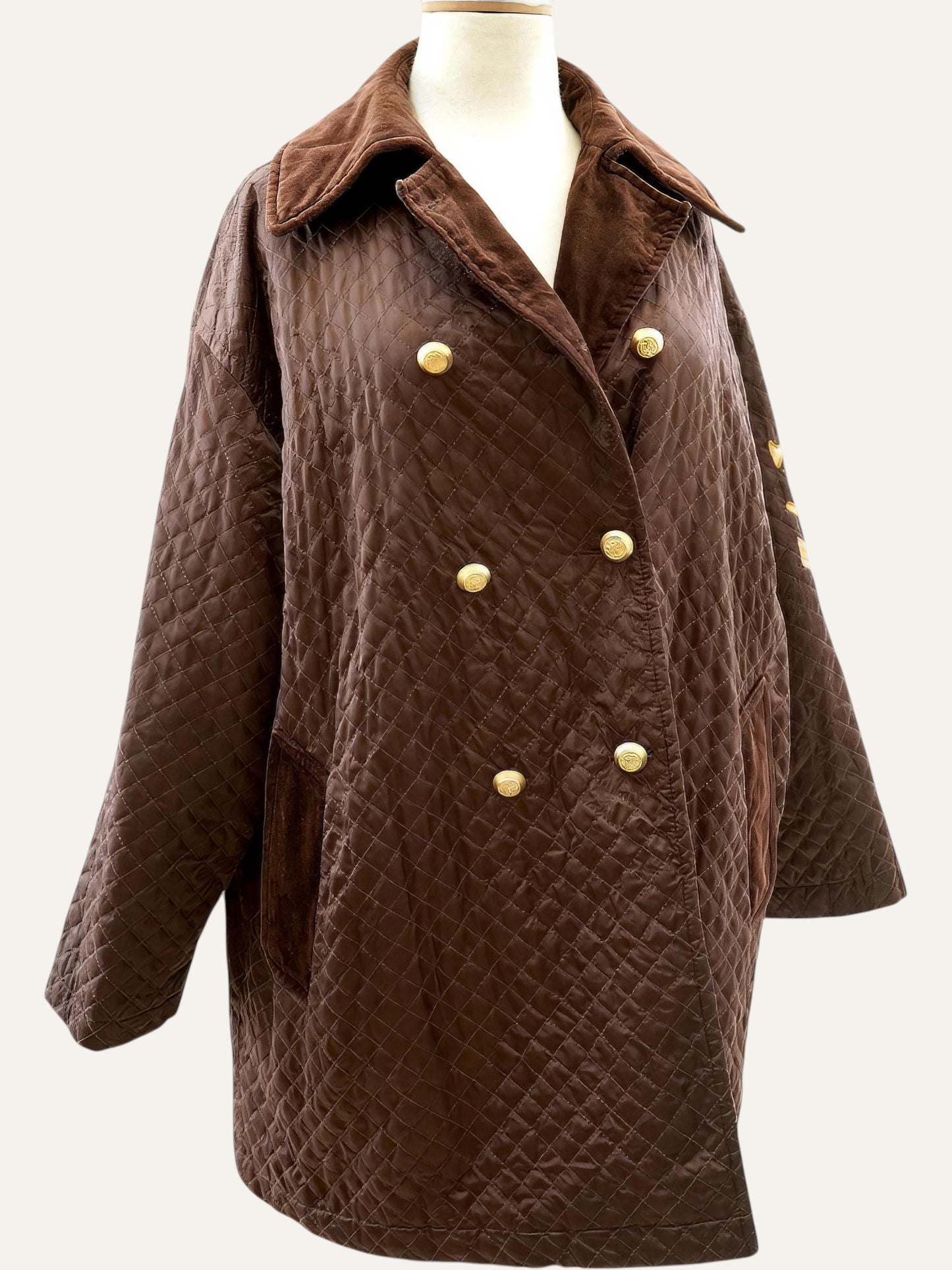 Iceberg Quilted Swing Coat Velvet Collar