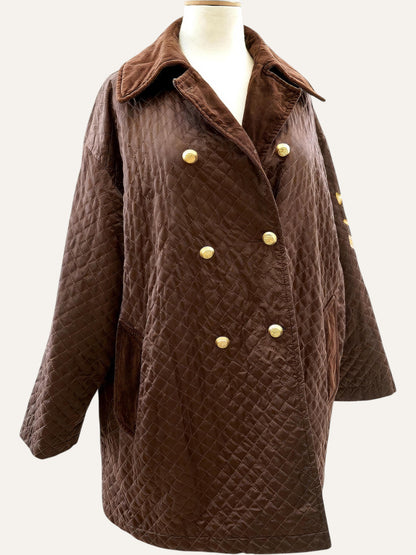 Iceberg Quilted Swing Coat Velvet Collar