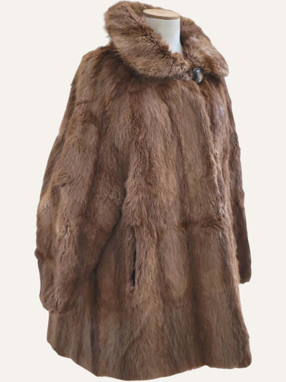 Real Fur Overcoat with Shaggy Collar