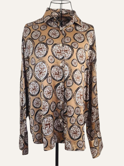 Pure Silk Medallion Print Shirt