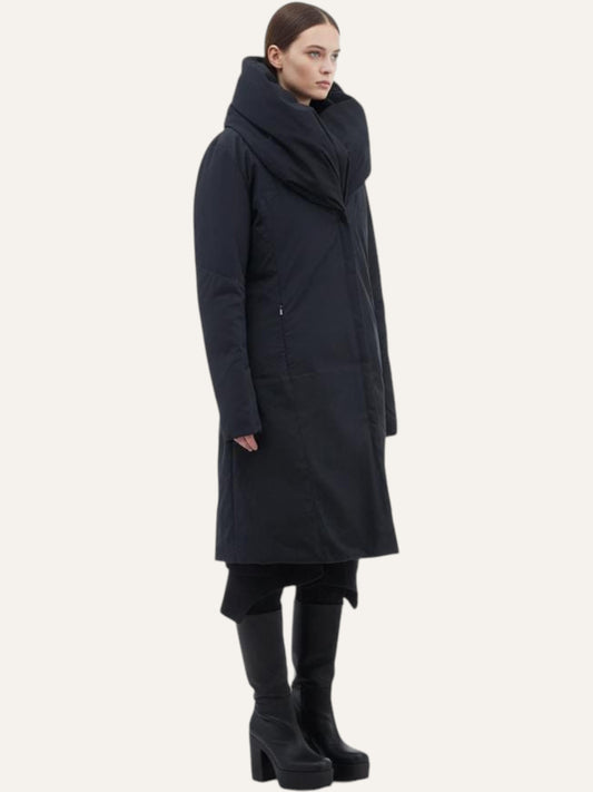 Sculptural Cowl-Neck Down Coat