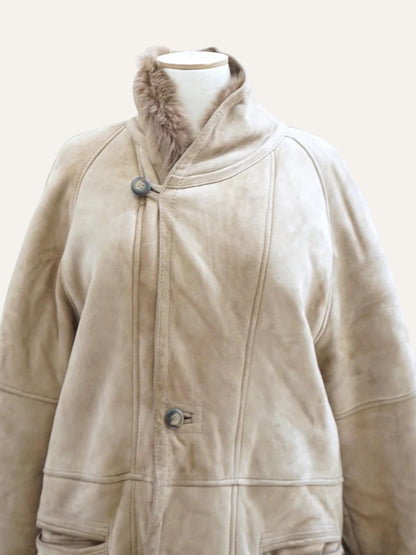 Shearling Coat with High Neck Closure