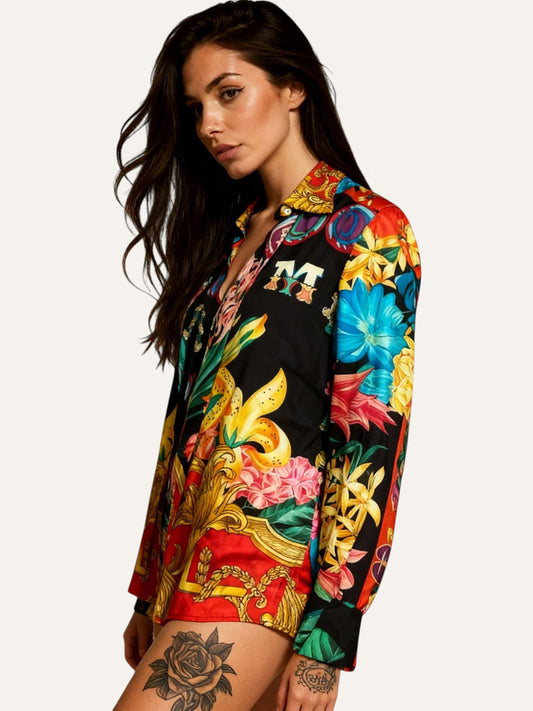 Atelier Versace Silk Miami Flambe Shirt