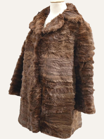 Vintage Wild Brown Fur Coat in Chestnut