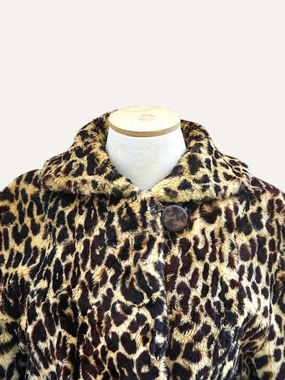 2000's Leopard Print Faux Fur Swing Jacket