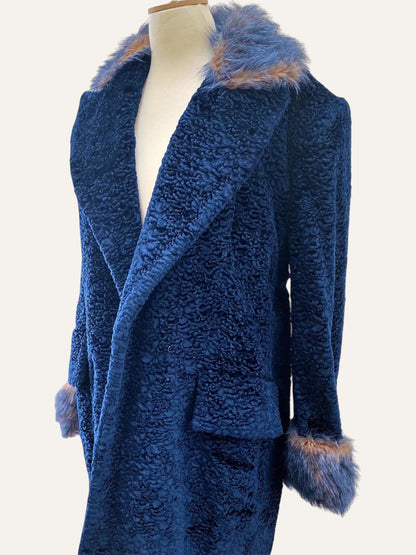 Tailor-Made Blue Electric Swakara Fur Coat