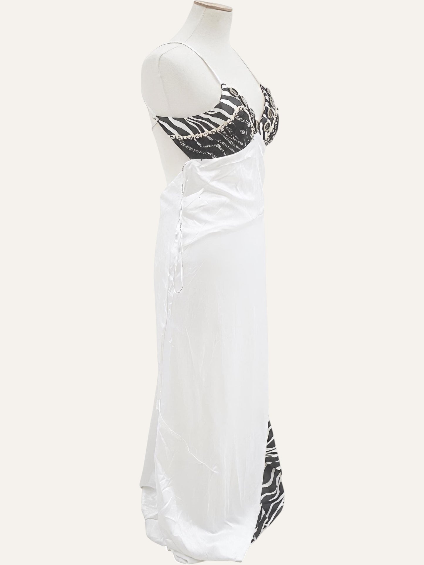 Tasos Mitropoulos Zebra & Lace Cabochon Bustier Gown